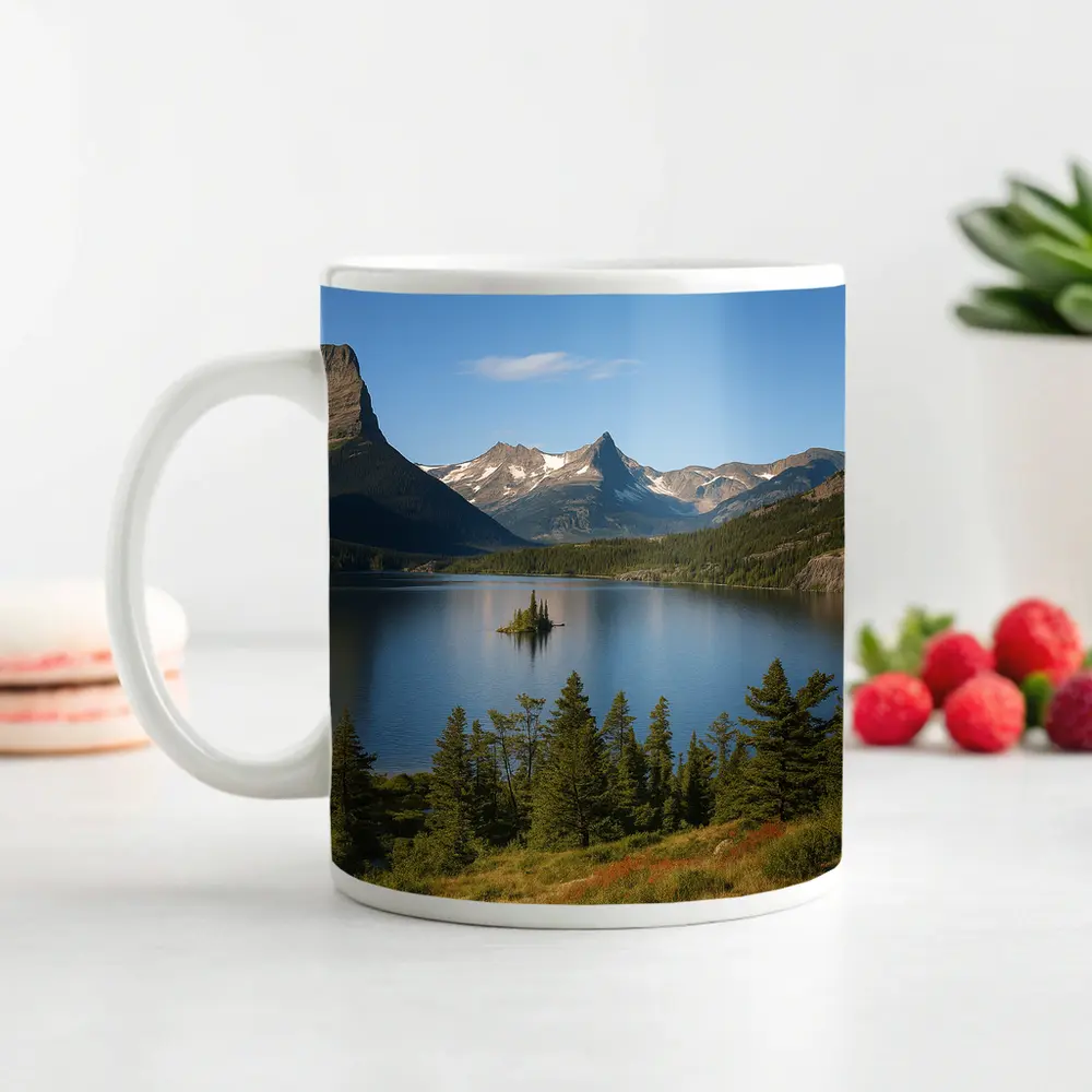 Mountain Lake Island Glacier National Park – Mugs