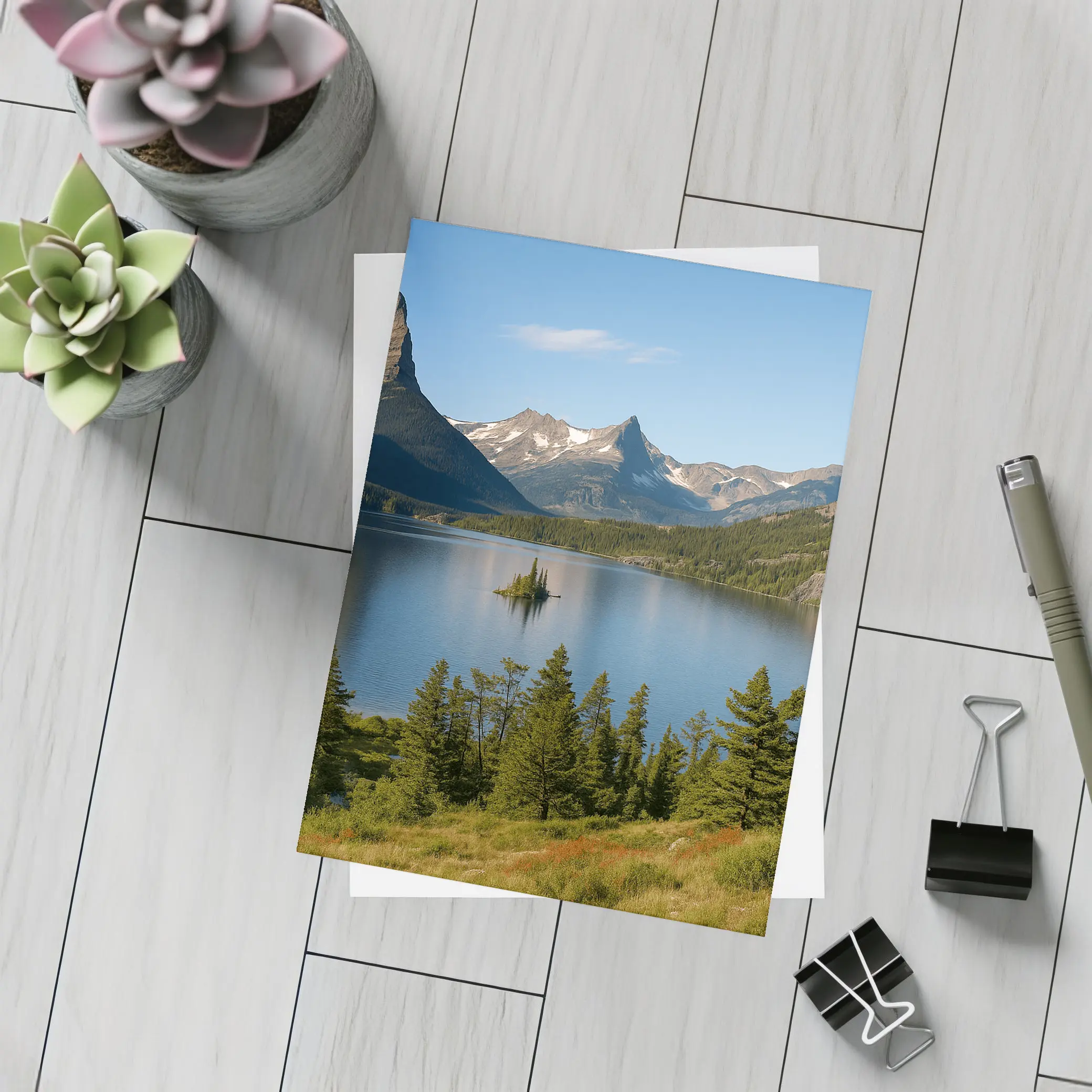 Mountain Lake Island Glacier National Park – Postcards