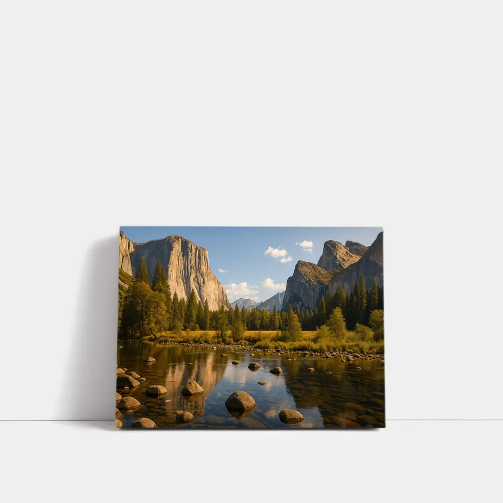 Yosemite Valley River Granite Cliffs Landscape – Wall Art