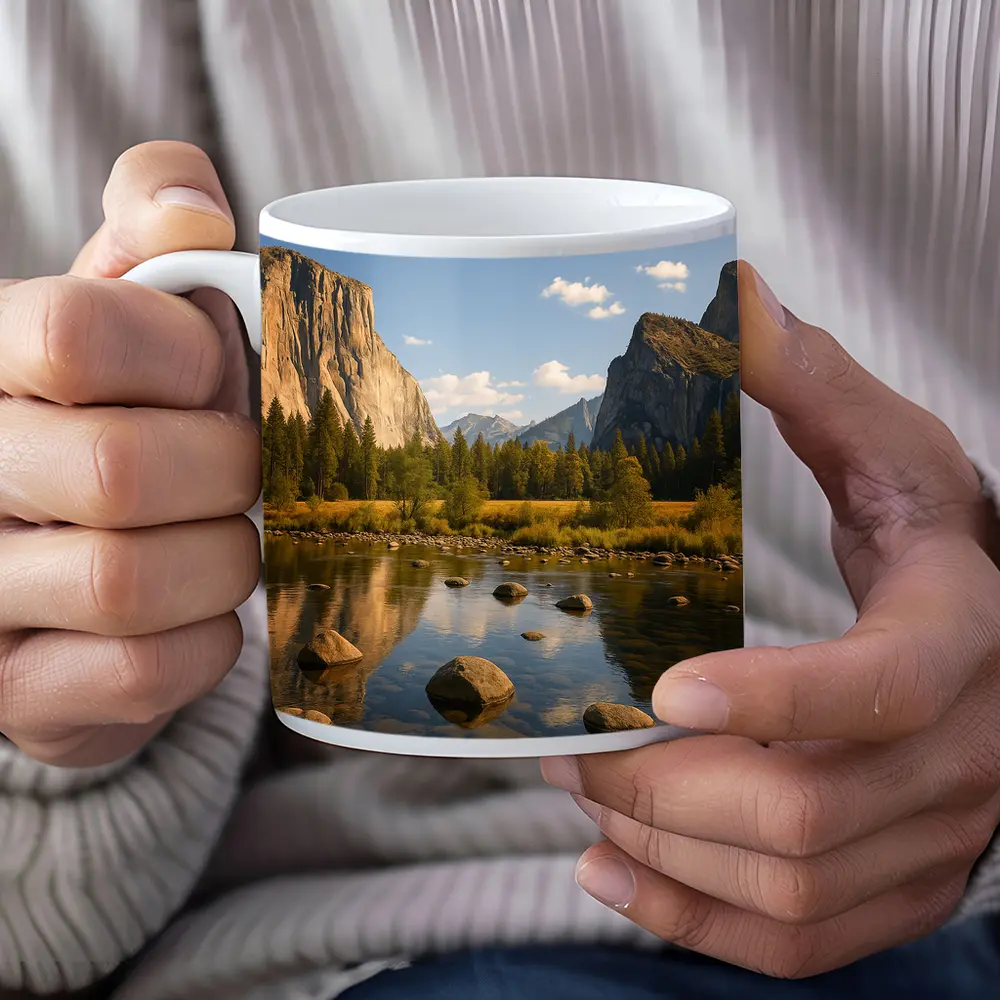 Yosemite Valley River Granite Cliffs Landscape – Mugs