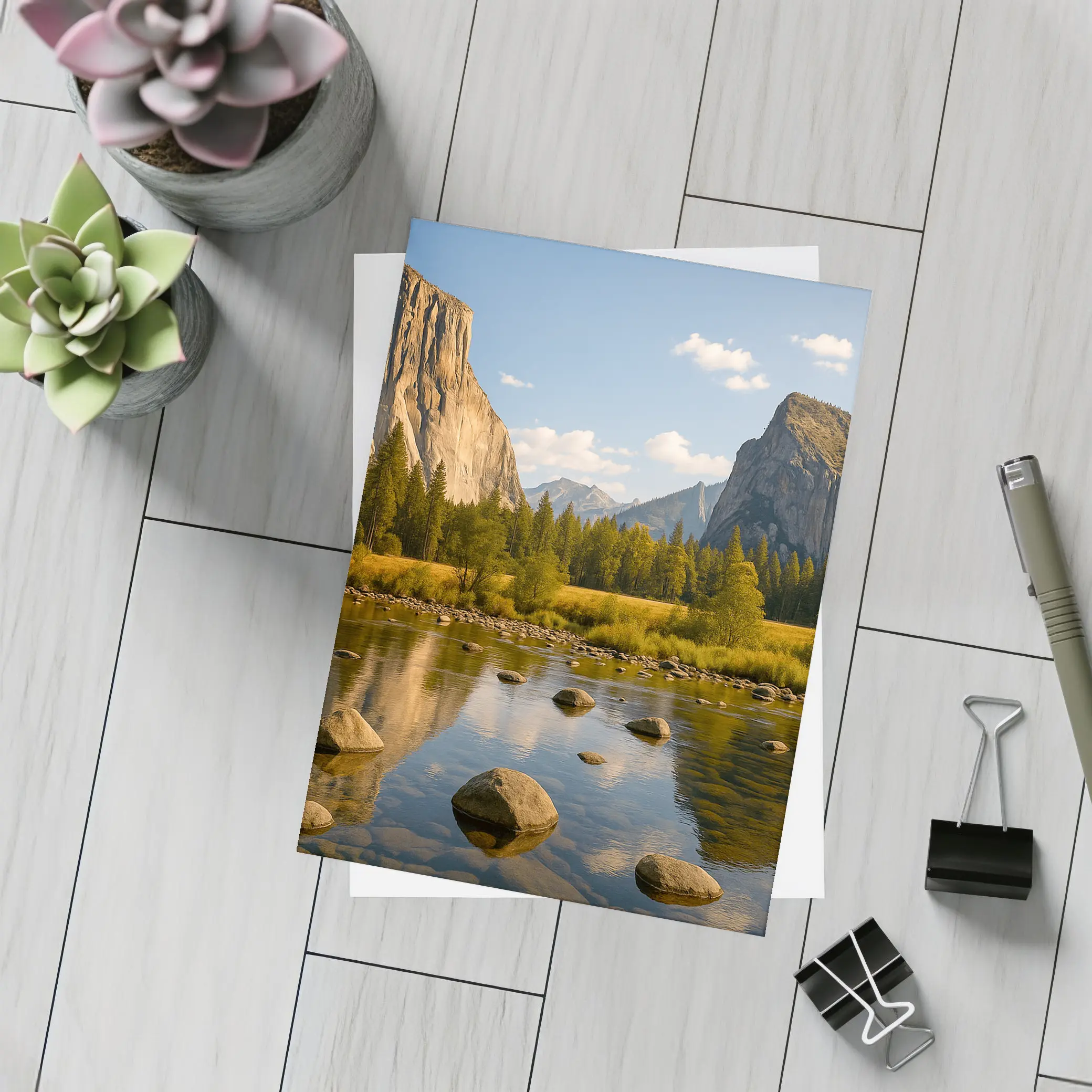 Yosemite Valley River Granite Cliffs Landscape – Postcards