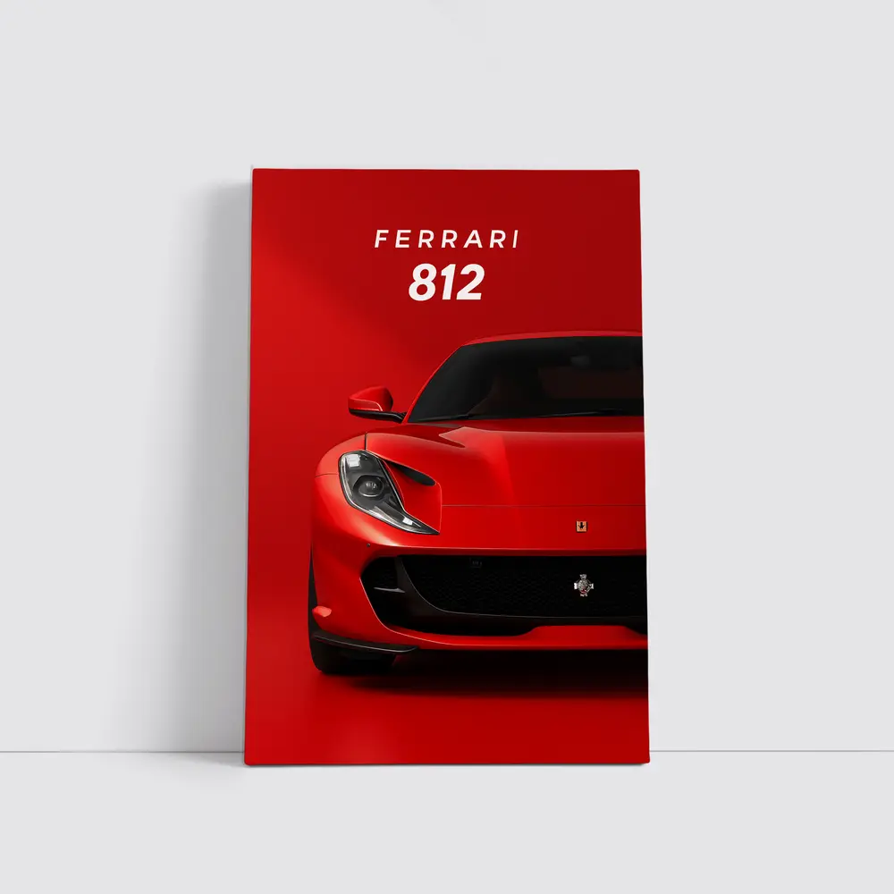 Ferrari 812 Superfast Red Background Art – Wall Art