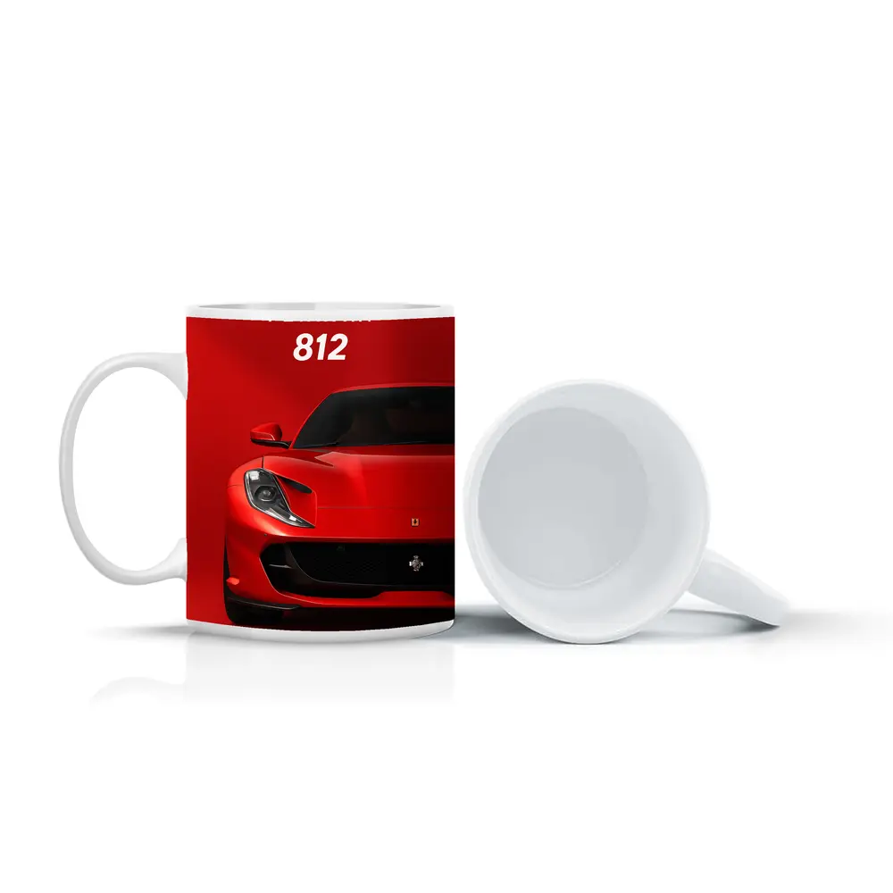 Ferrari 812 Superfast Red Background Art – Mugs