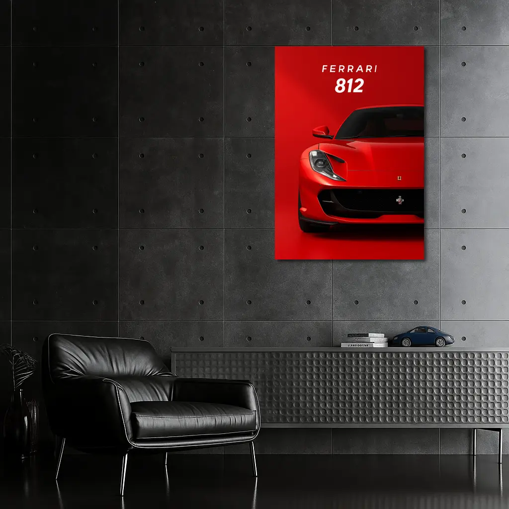 Ferrari 812 Superfast Red Background Art – Wall Art