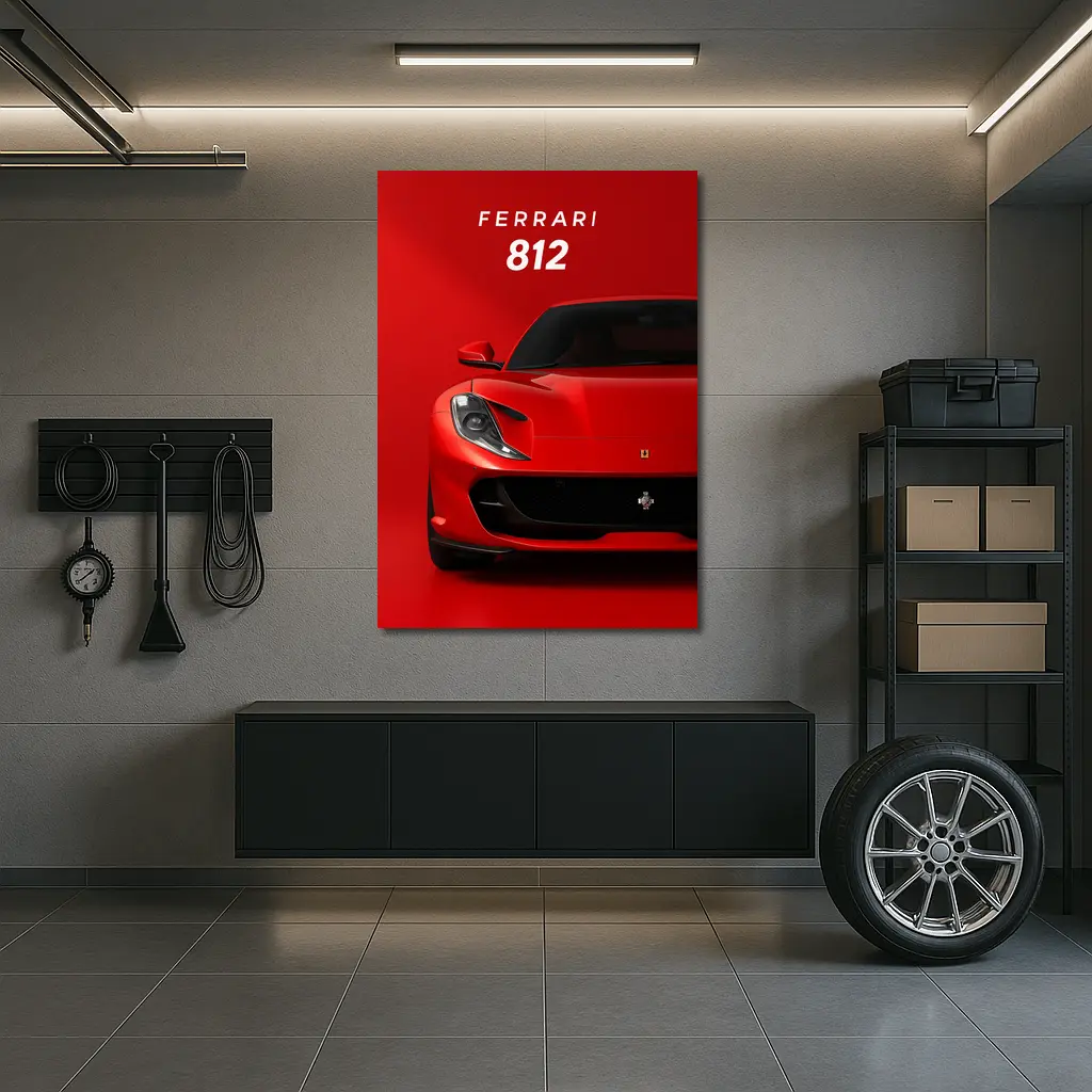 Ferrari 812 Superfast Red Background Art – Wall Art