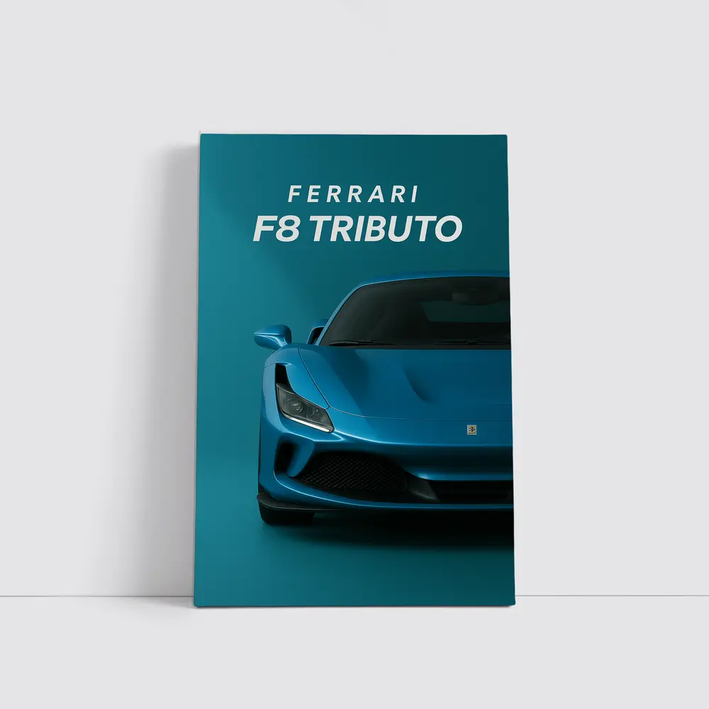 Ferrari F8 Tributo Blue Studio Front View – Wall Art