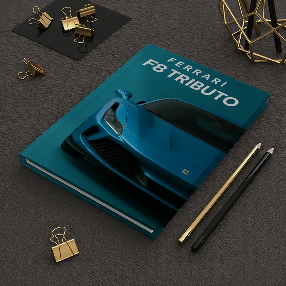 Ferrari F8 Tributo Blue Studio Front View – Notebooks