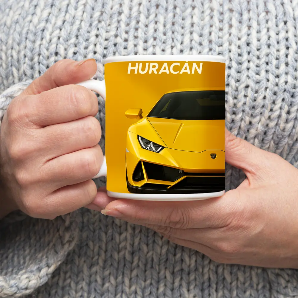 Lamborghini Huracan Yellow Front View – Mugs