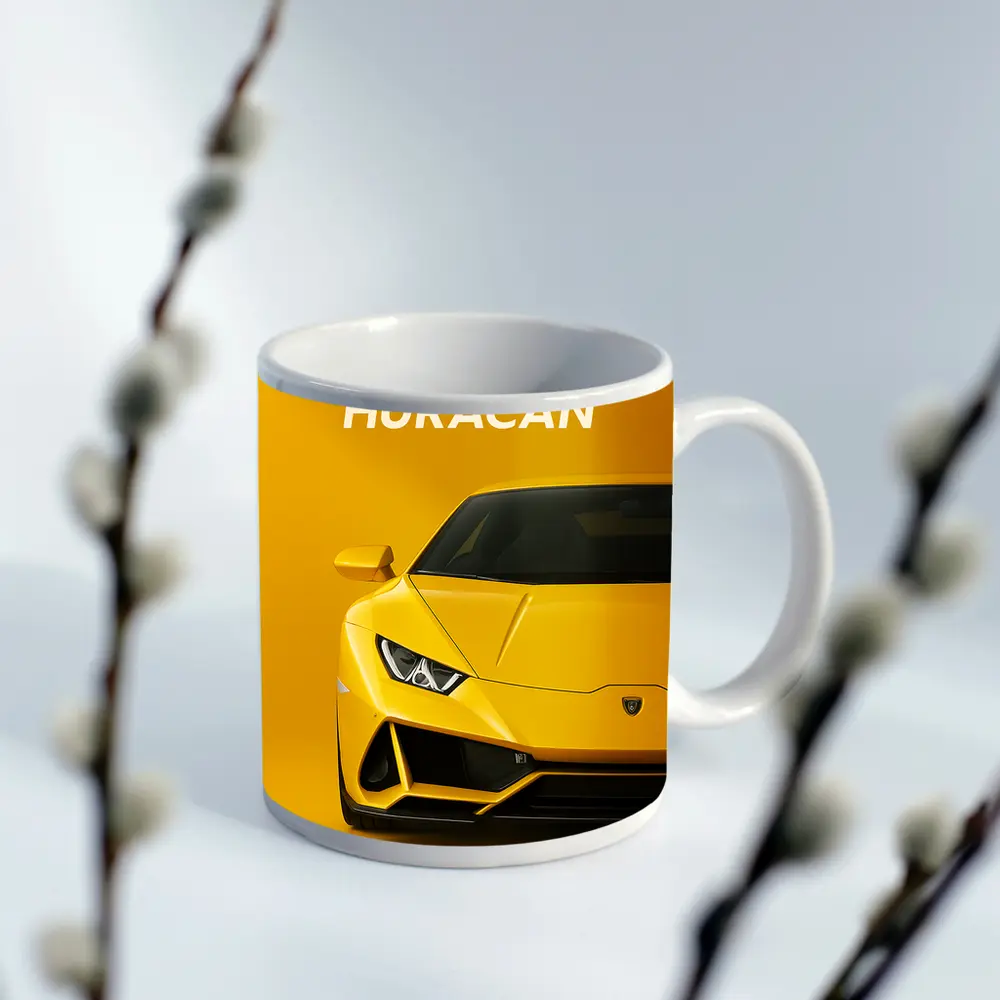 Lamborghini Huracan Yellow Front View – Mugs