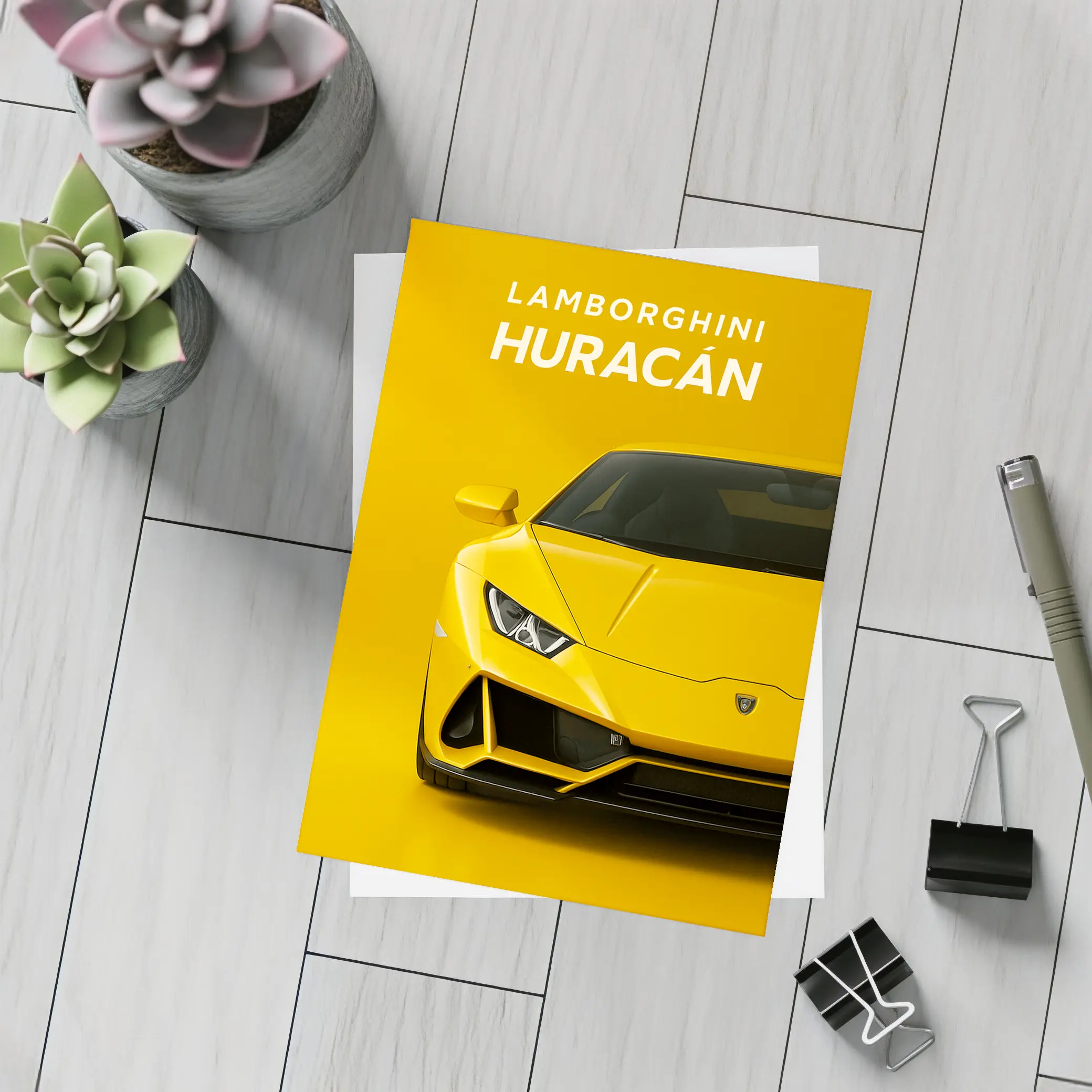 Lamborghini Huracan Yellow Front View – Postcards