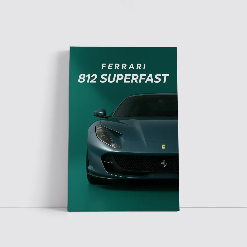 Ferrari 812 Superfast Green Background Art – Wall Art