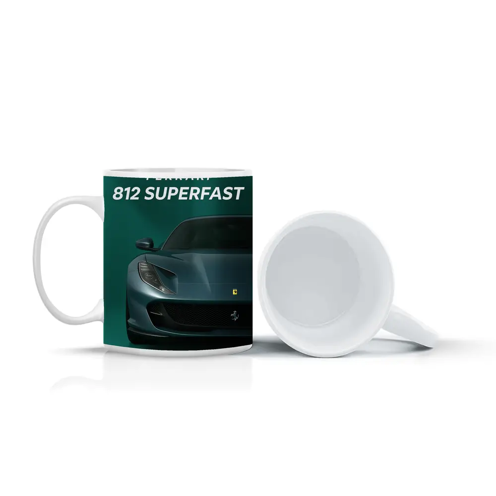Ferrari 812 Superfast Green Background Art – Mugs