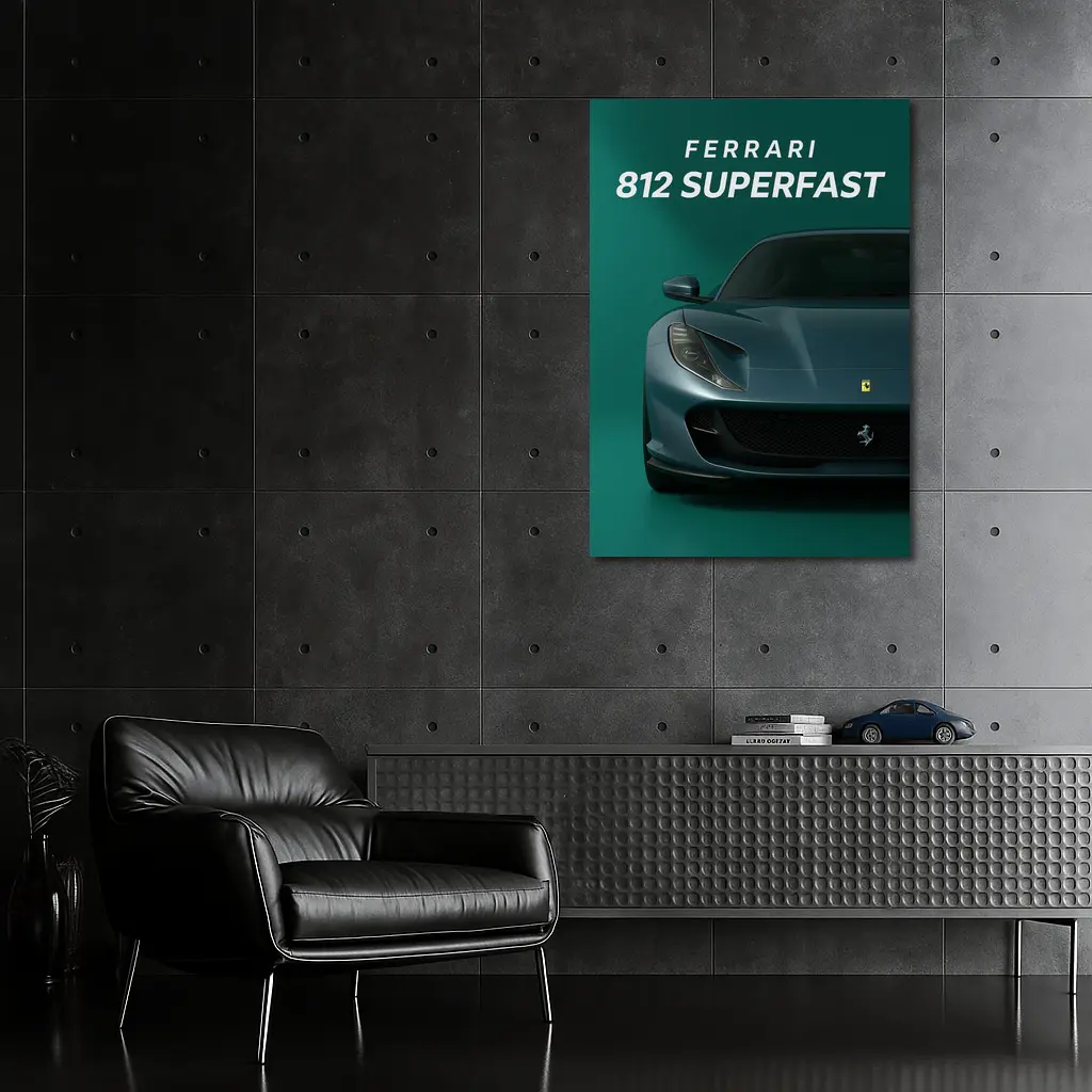 Ferrari 812 Superfast Green Background Art – Wall Art