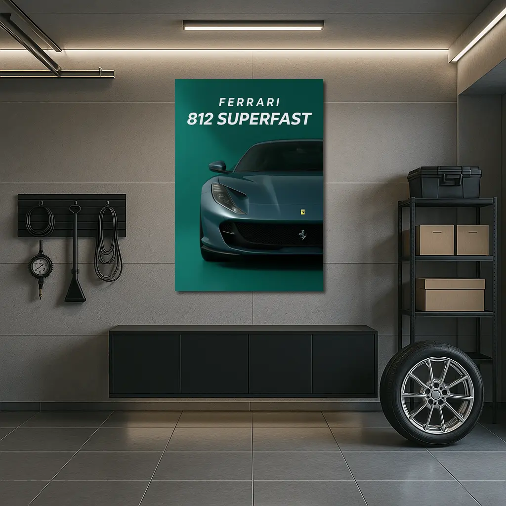 Ferrari 812 Superfast Green Background Art – Wall Art