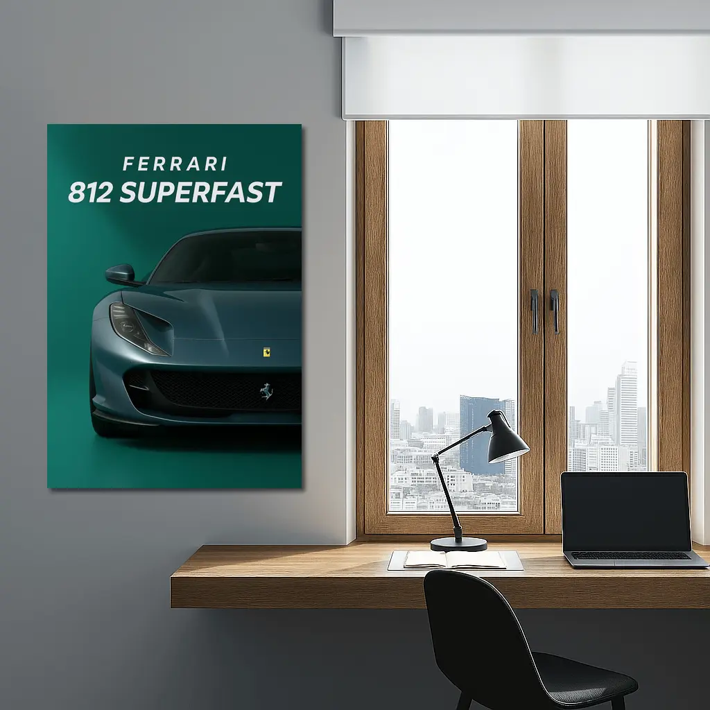 Ferrari 812 Superfast Green Background Art – Wall Art