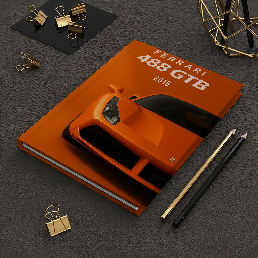 Ferrari 488 GTB Orange Front View Art – Notebooks