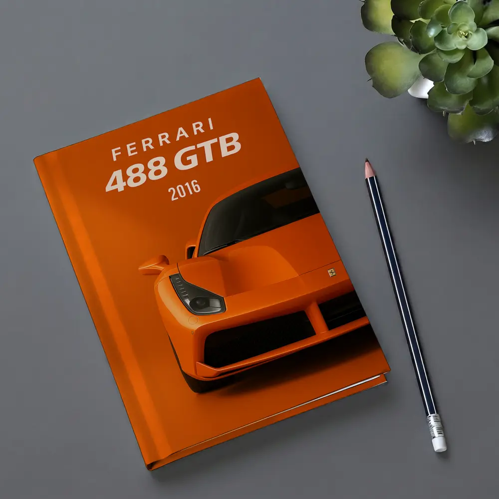 Ferrari 488 GTB Orange Front View Art – Notebooks