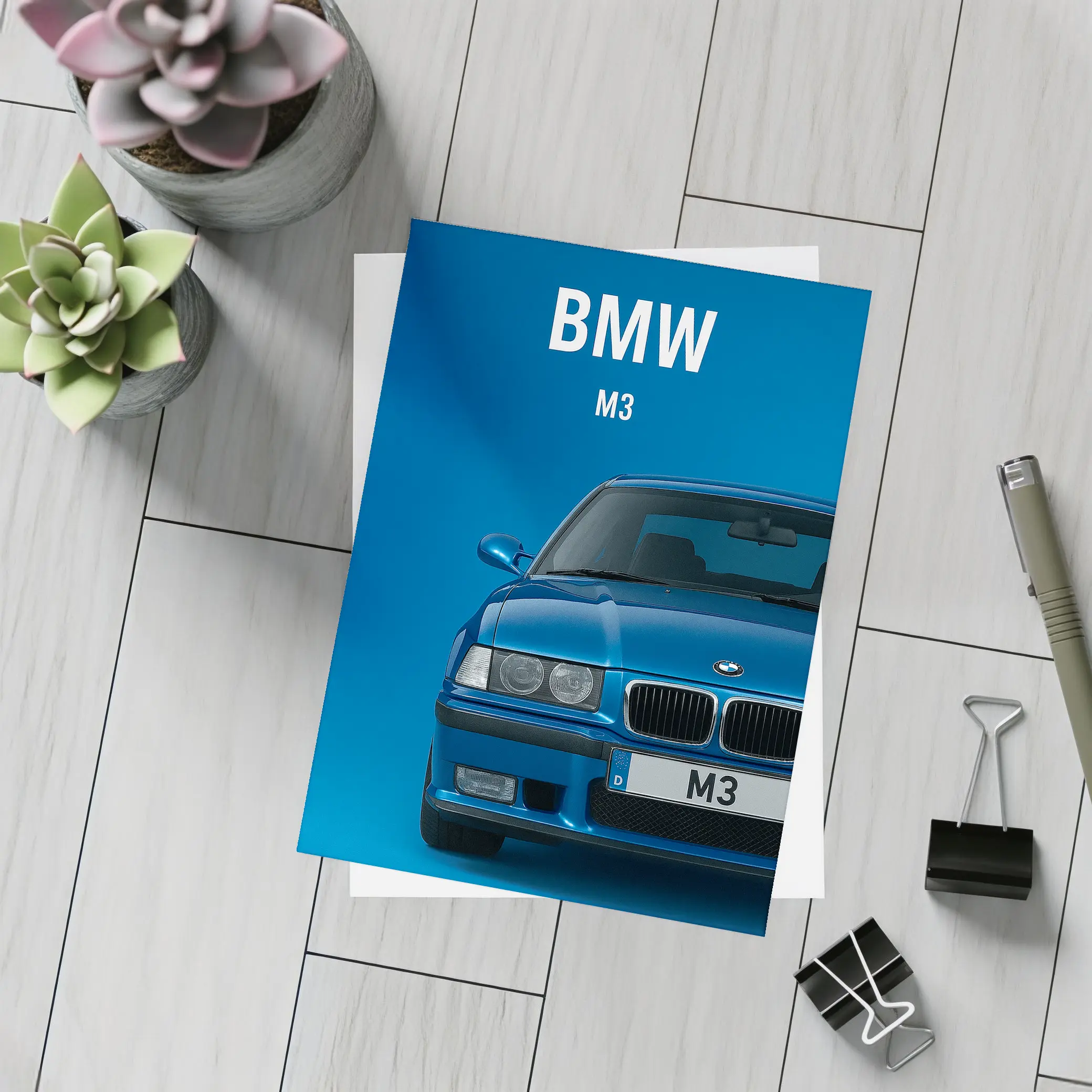BMW M3 Blue Studio Front View – Postcards