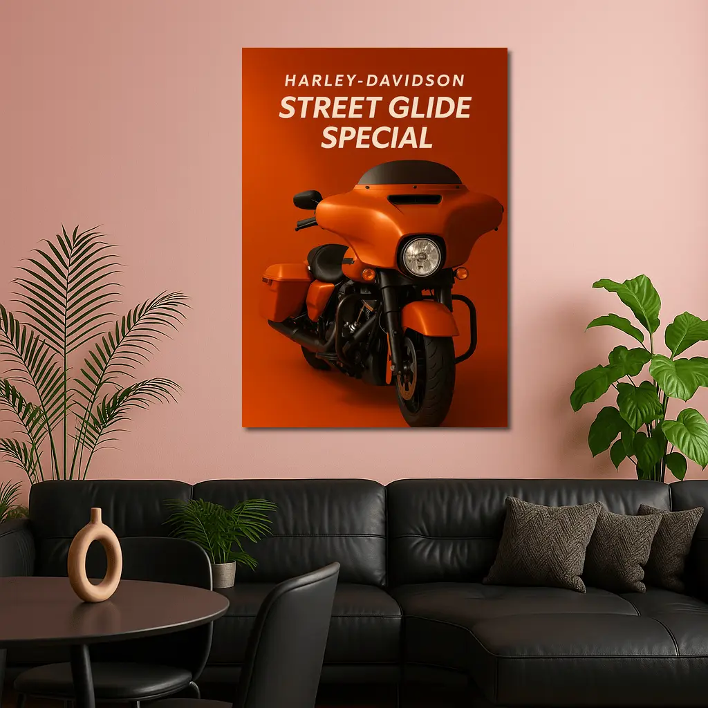 Harley Davidson Street Glide Special Orange Background – Wall Art