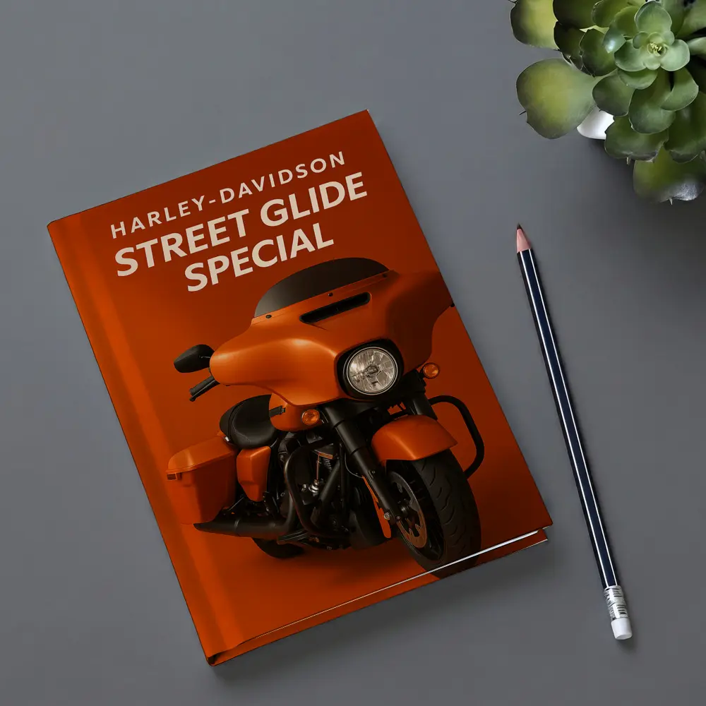 Harley Davidson Street Glide Special Orange Background – Notebooks