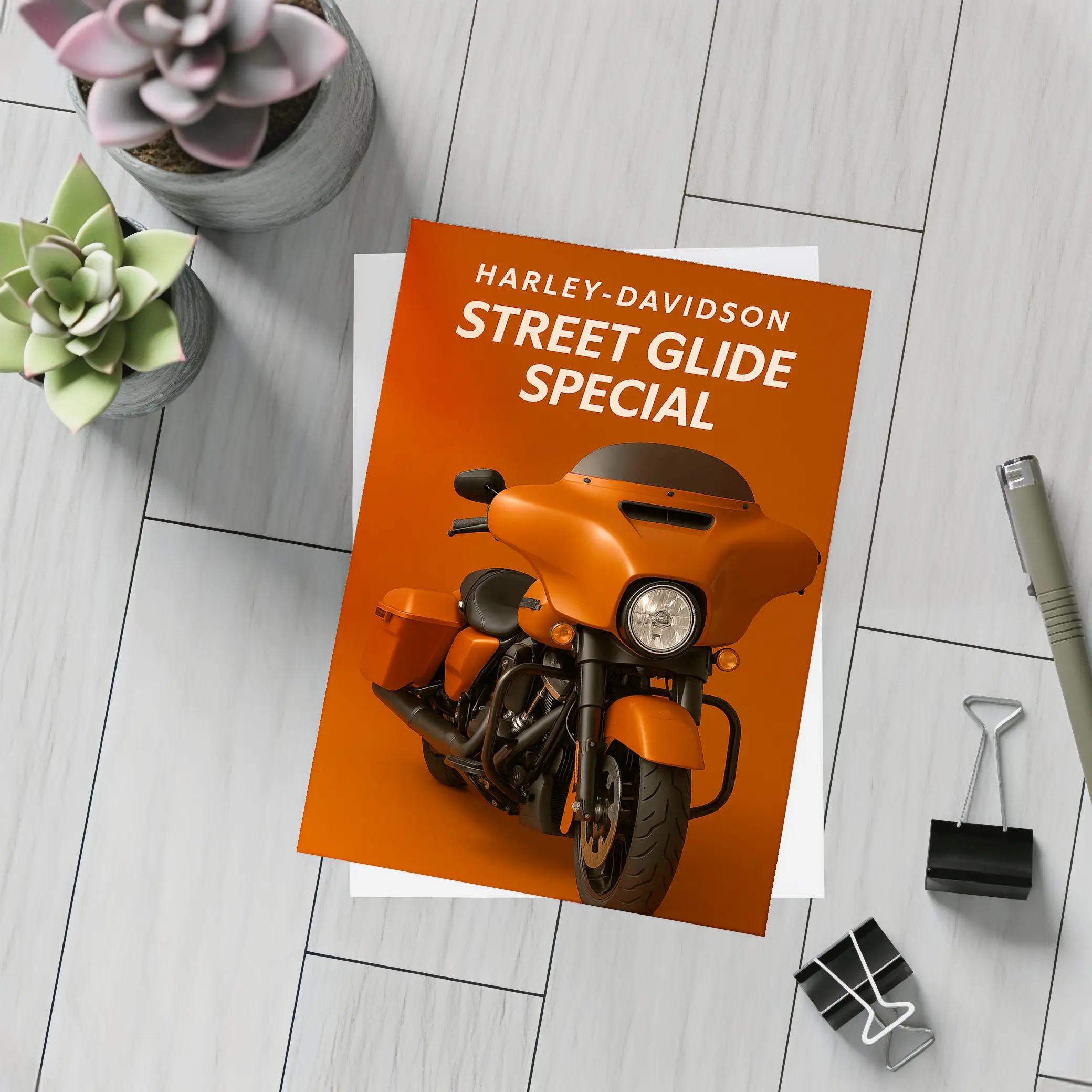 Harley Davidson Street Glide Special Orange Background – Postcards