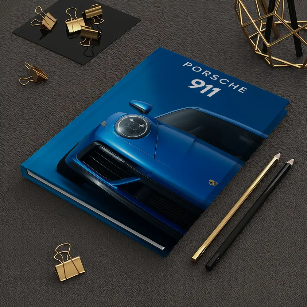 Porsche 911 Blue Front View Art – Notebooks