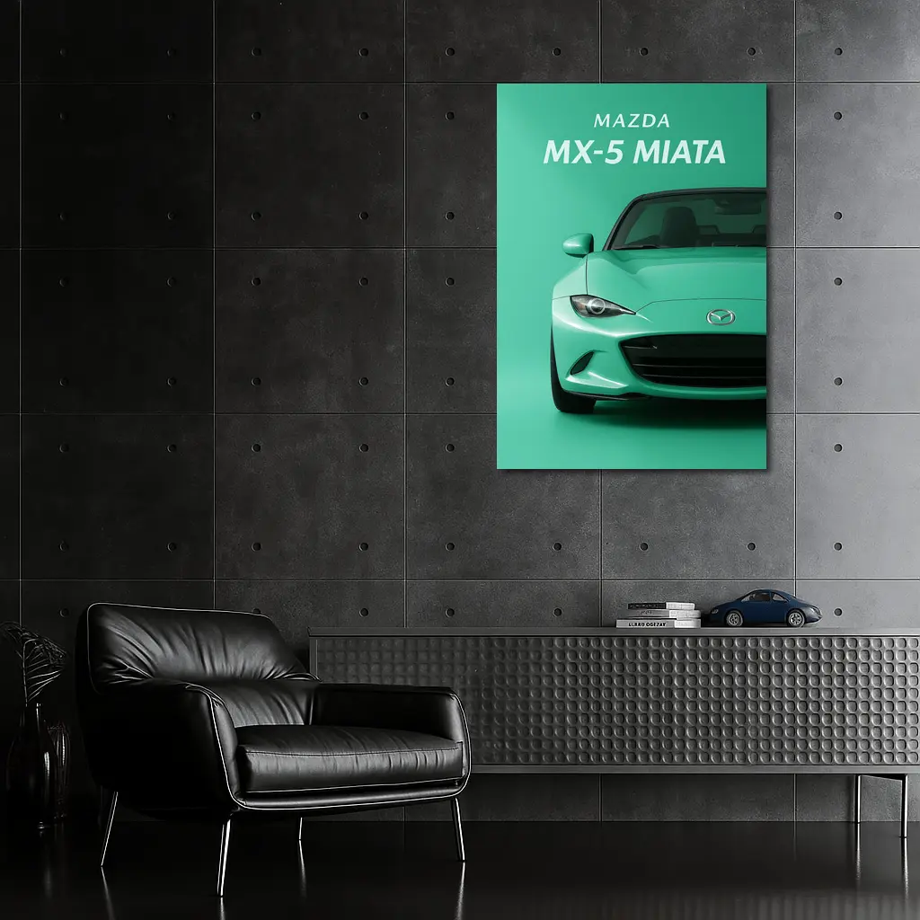 Mazda MX-5 Miata Front View Green Background – Wall Art
