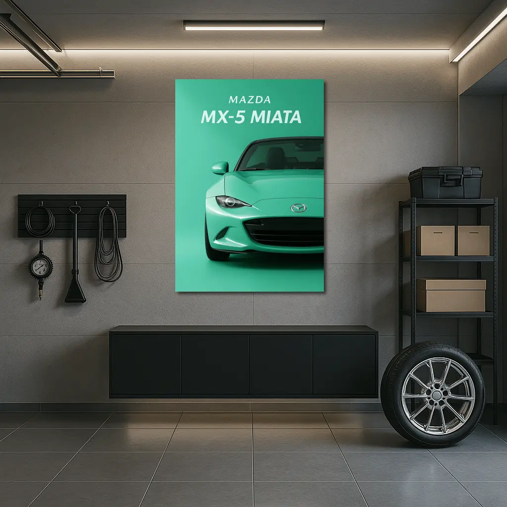 Mazda MX-5 Miata Front View Green Background – Wall Art