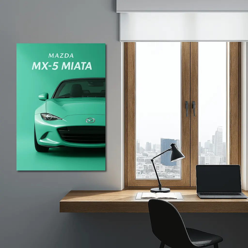 Mazda MX-5 Miata Front View Green Background – Wall Art
