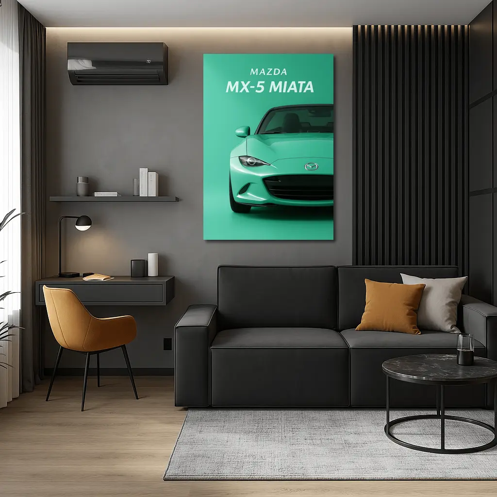 Mazda MX-5 Miata Front View Green Background – Wall Art