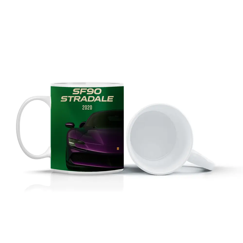 Ferrari SF90 Stradale Purple Green Background – Mugs