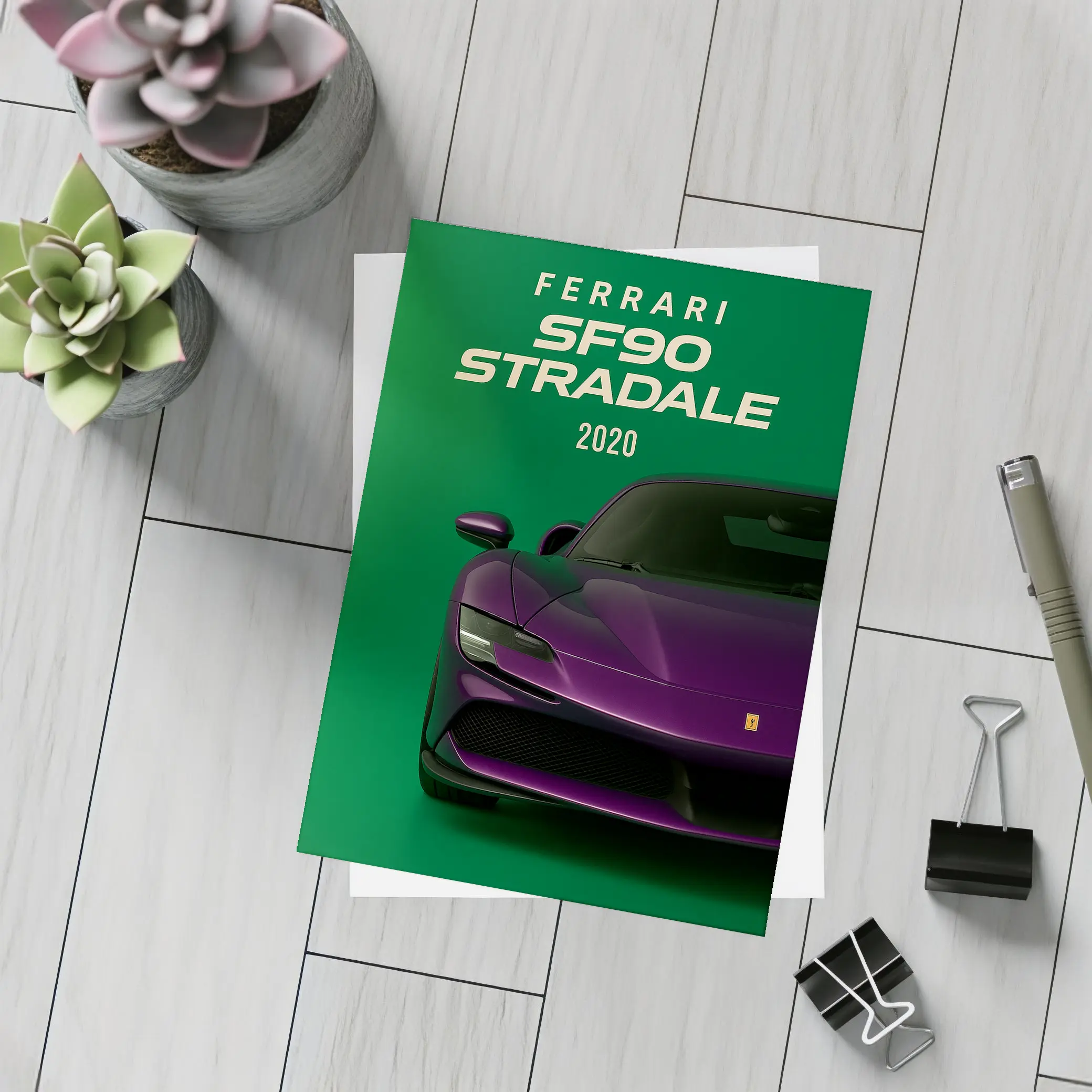 Ferrari SF90 Stradale Purple Green Background – Postcards