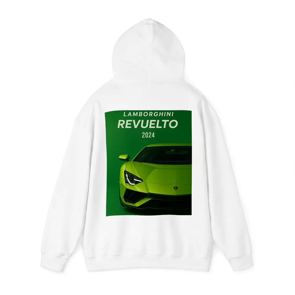 Lamborghini Revuelto Green Supercar Front View – Hoodies