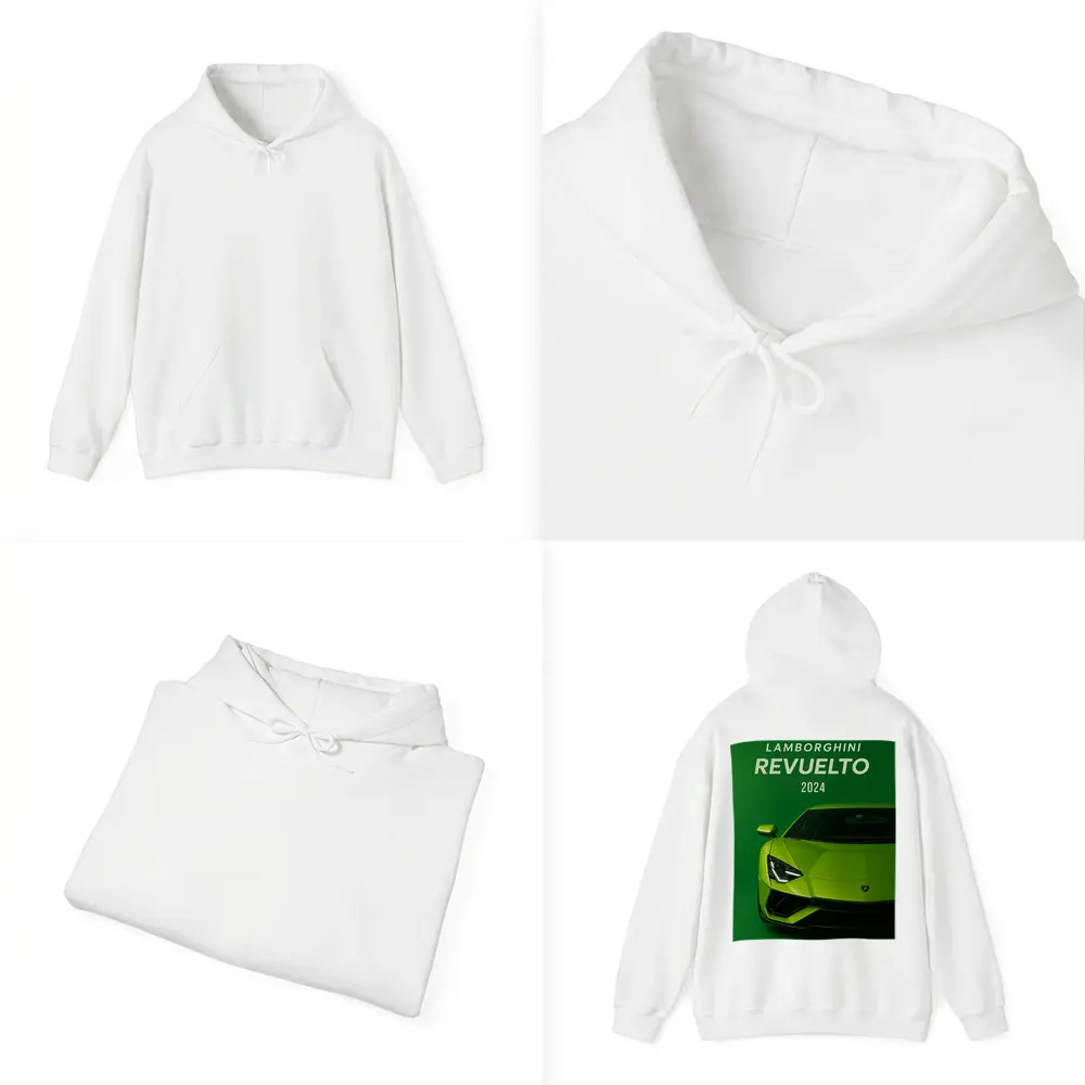Lamborghini Revuelto Green Supercar Front View – Hoodies
