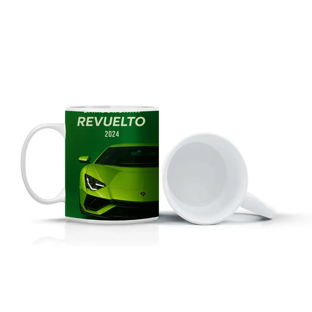 Lamborghini Revuelto Green Supercar Front View – Mugs