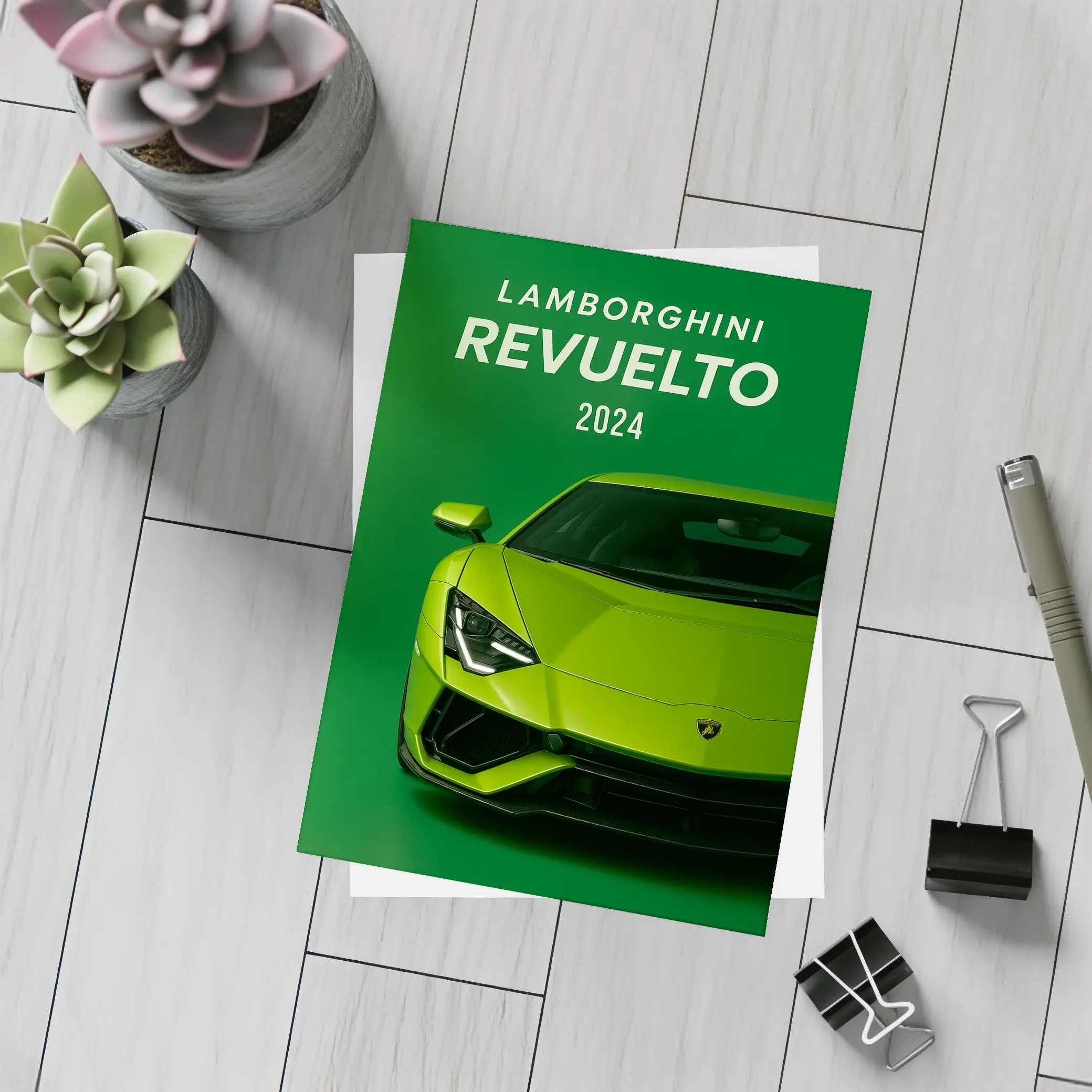 Lamborghini Revuelto Green Supercar Front View – Postcards