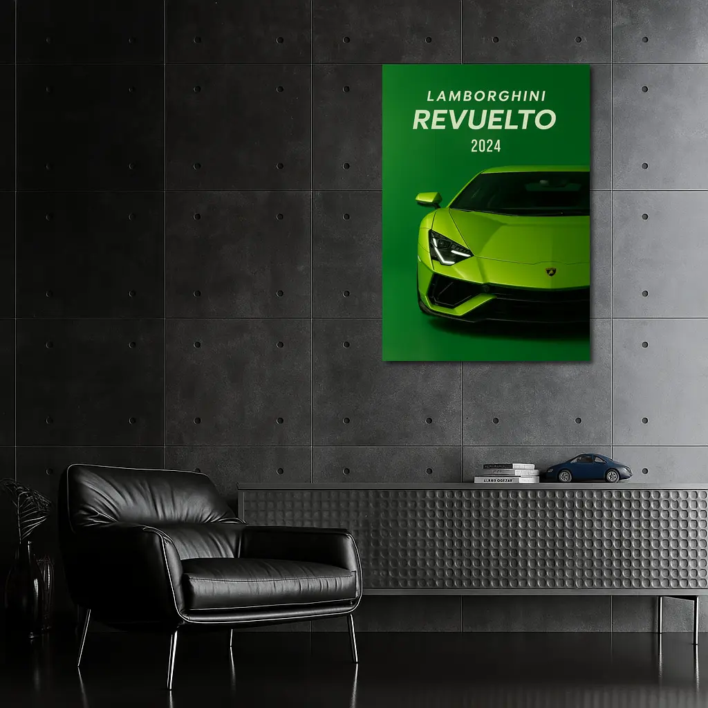 Lamborghini Revuelto Green Supercar Front View – Wall Art