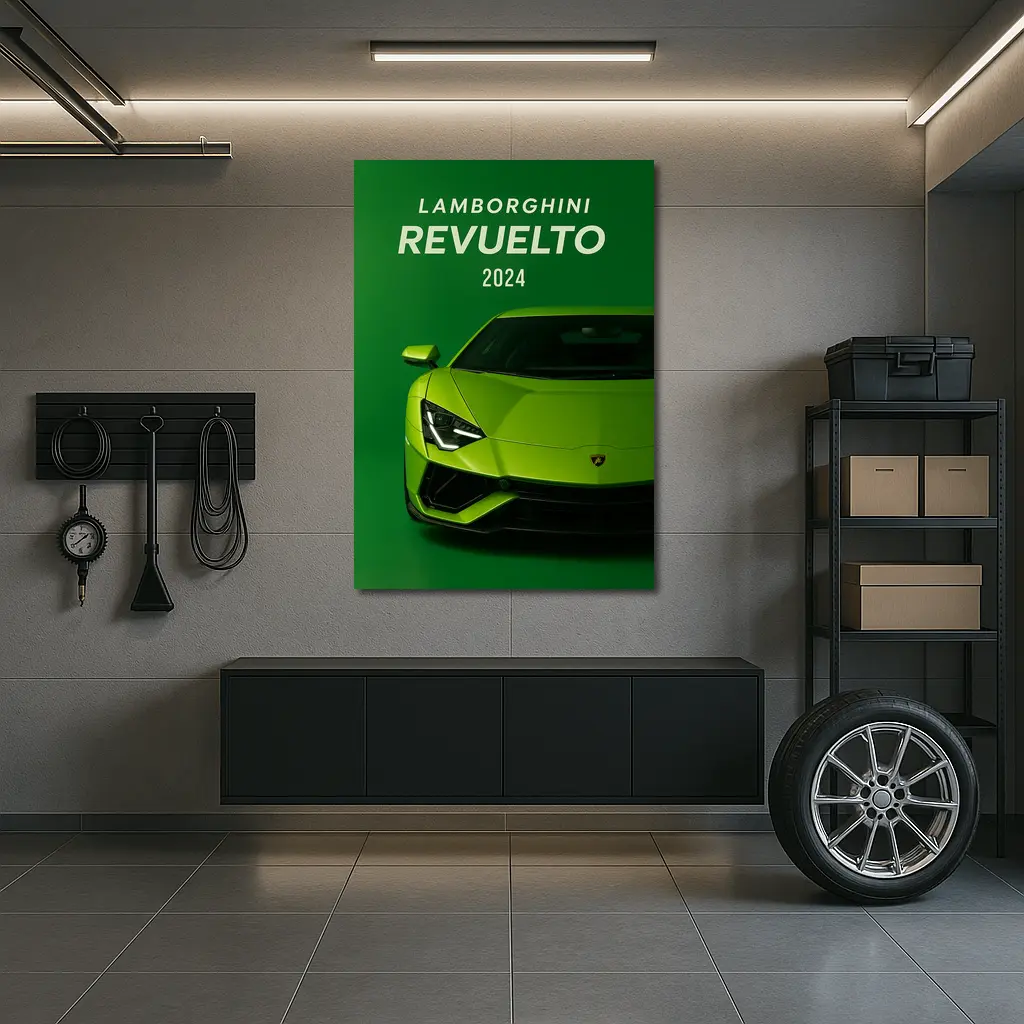 Lamborghini Revuelto Green Supercar Front View – Wall Art