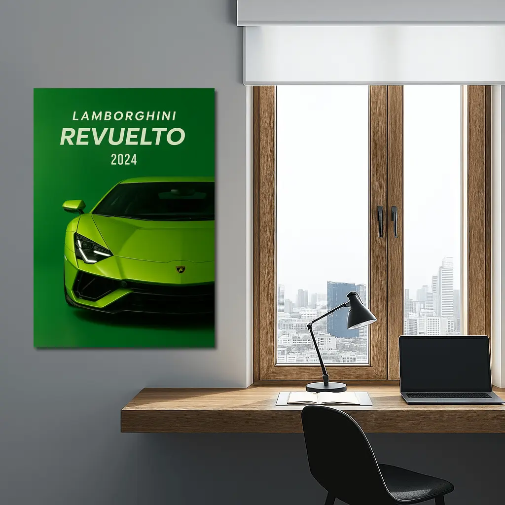 Lamborghini Revuelto Green Supercar Front View – Wall Art