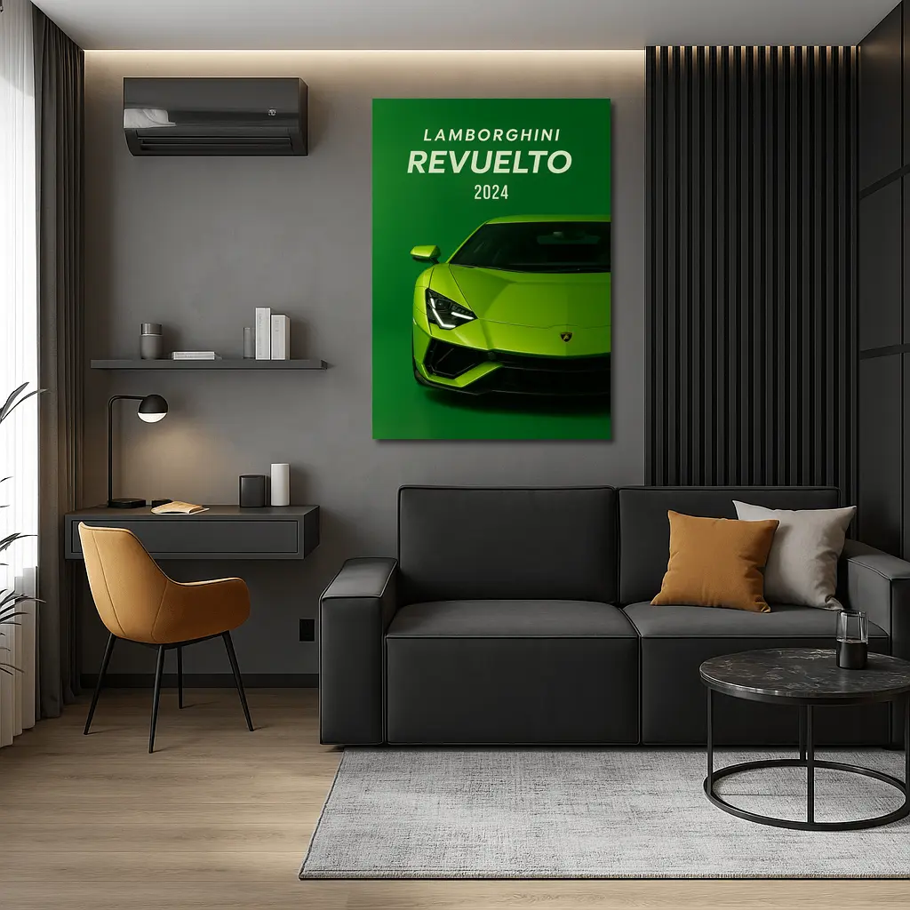 Lamborghini Revuelto Green Supercar Front View – Wall Art