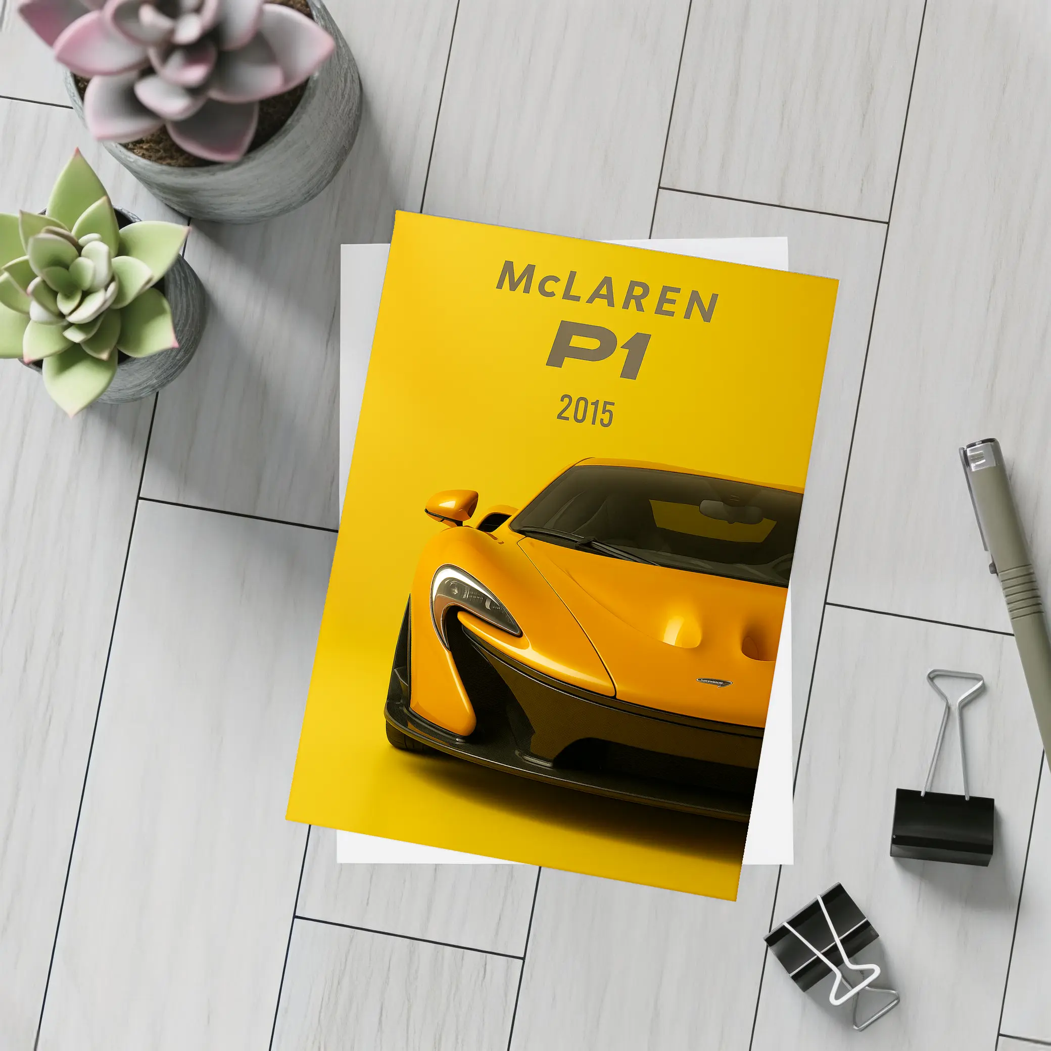 McLaren P1 Orange Supercar Front View – Postcards