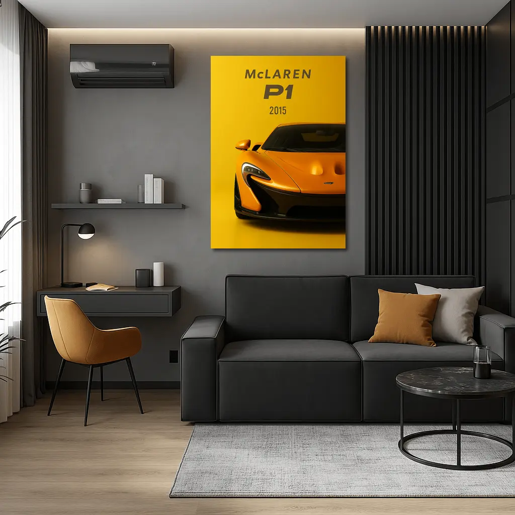 McLaren P1 Orange Supercar Front View – Wall Art