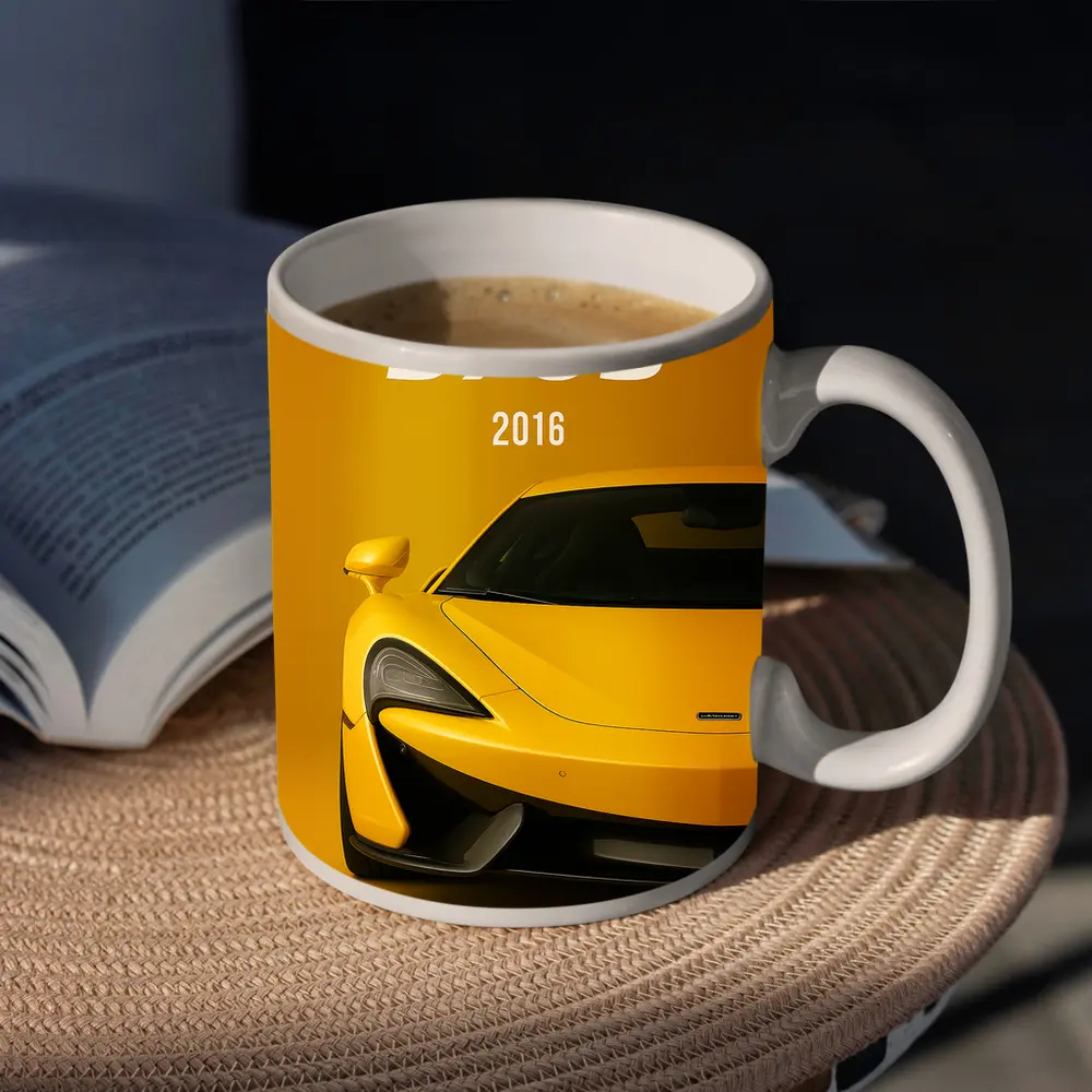 McLaren 570S 2016 Yellow Supercar Front View – Mugs
