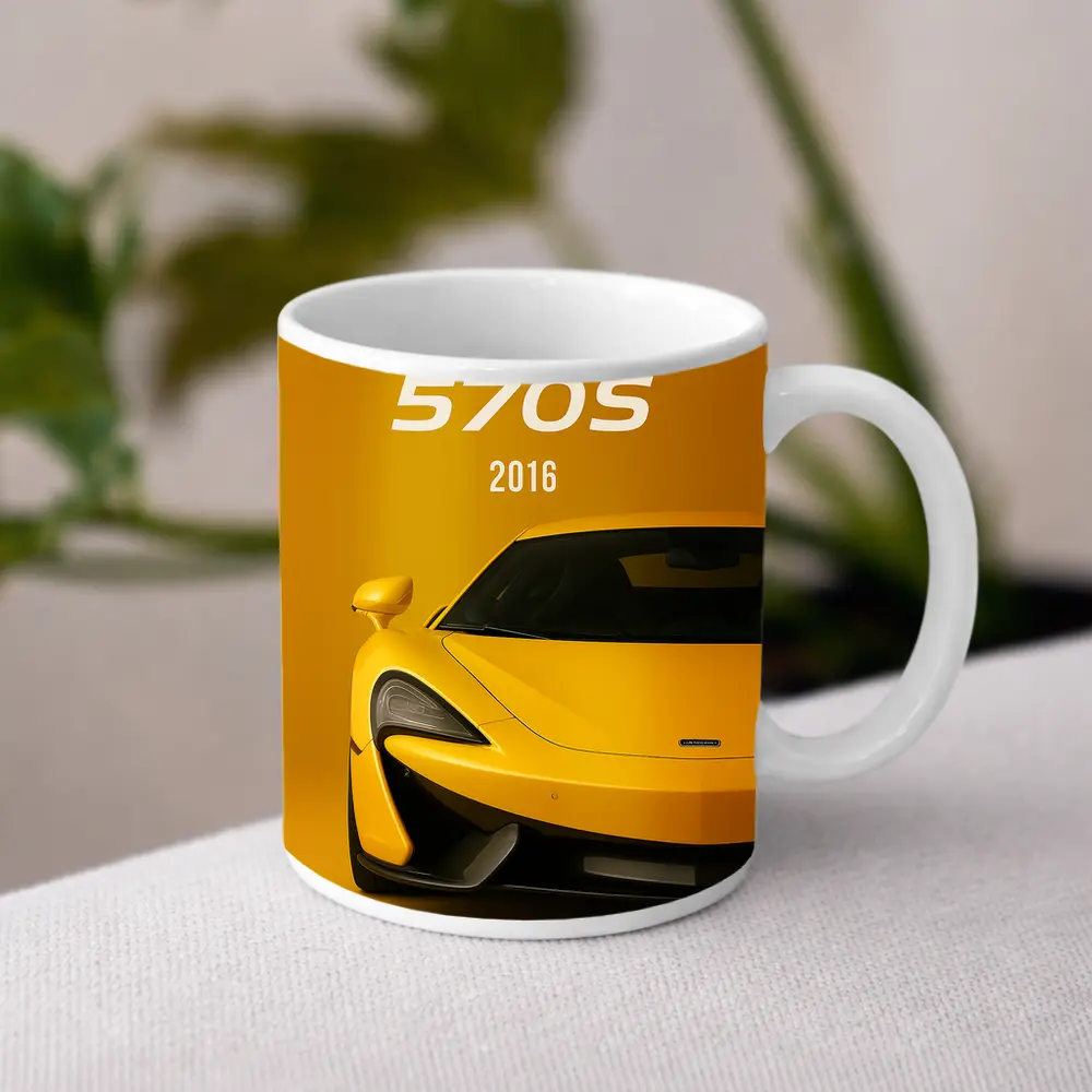 McLaren 570S 2016 Yellow Supercar Front View – Mugs
