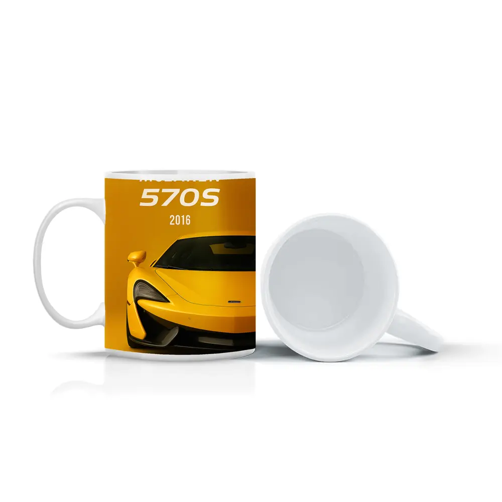 McLaren 570S 2016 Yellow Supercar Front View – Mugs