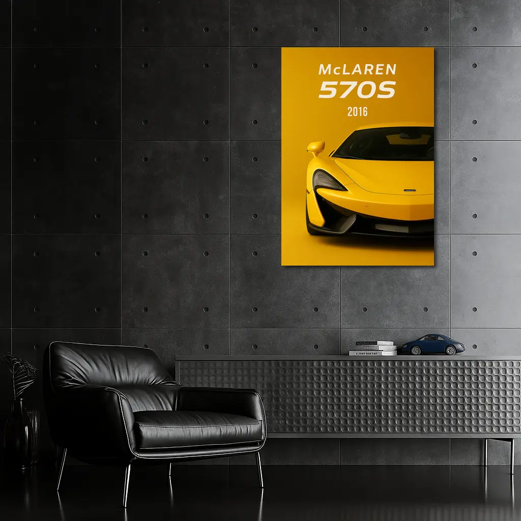 McLaren 570S 2016 Yellow Supercar Front View – Wall Art
