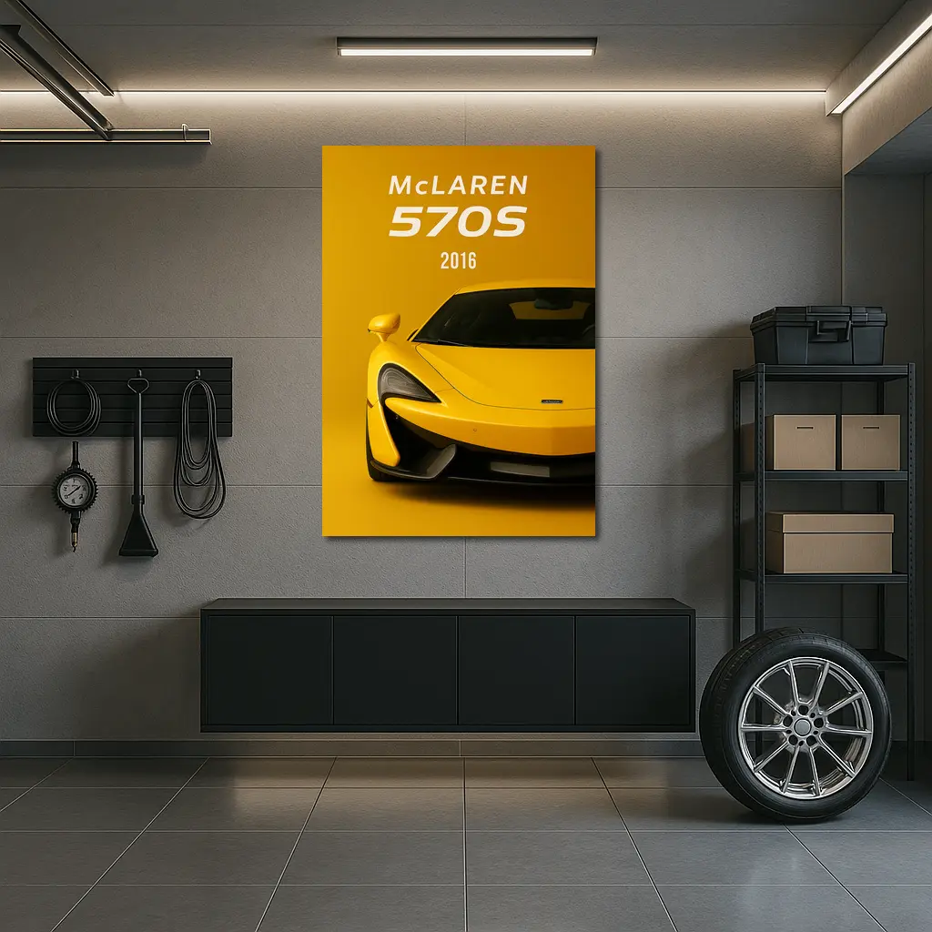 McLaren 570S 2016 Yellow Supercar Front View – Wall Art
