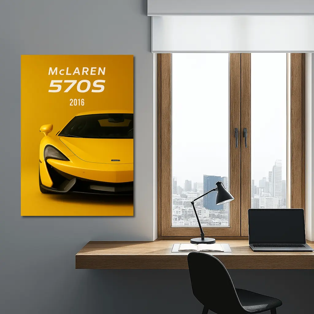 McLaren 570S 2016 Yellow Supercar Front View – Wall Art