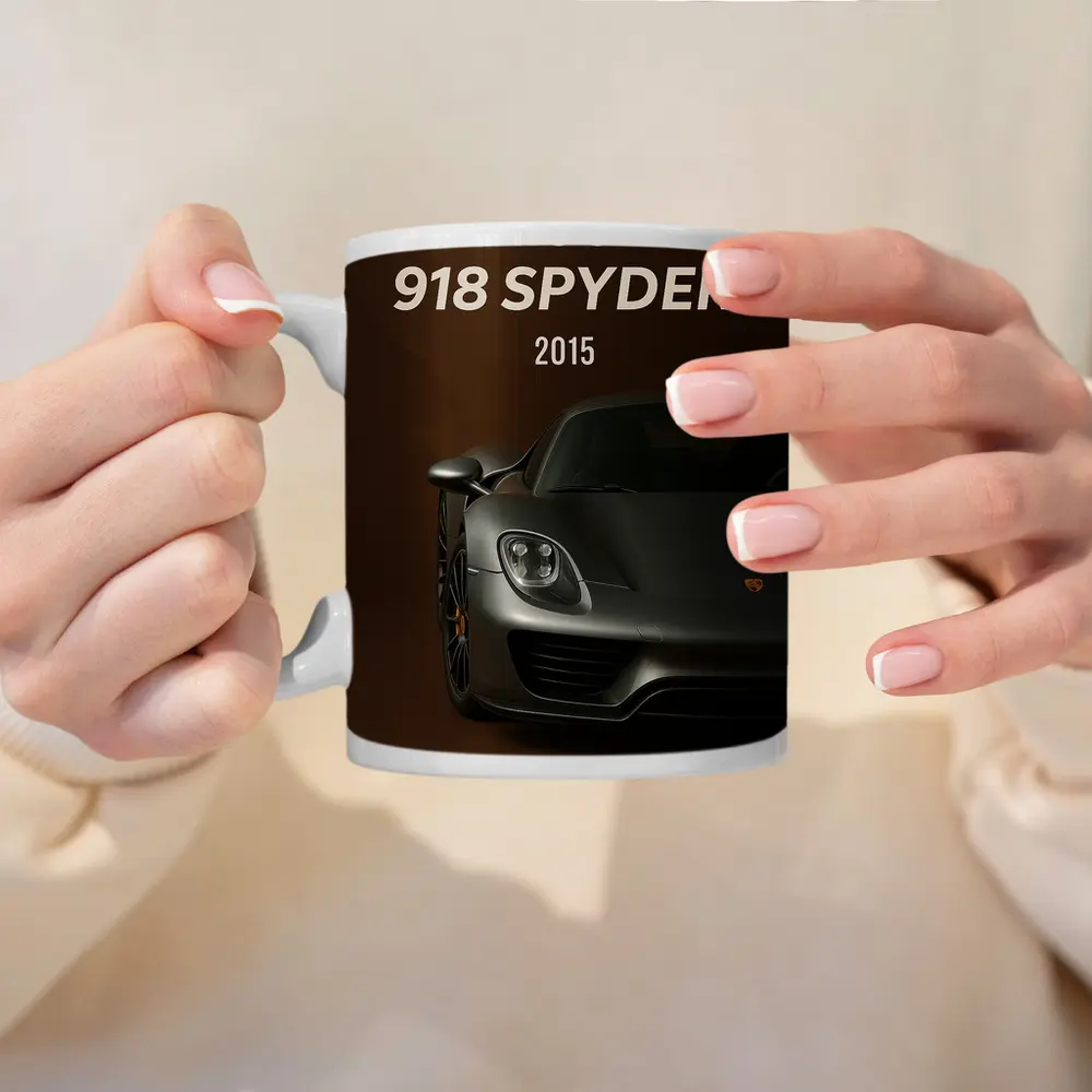 Porsche 918 Spyder Dark Brown Background – Mugs