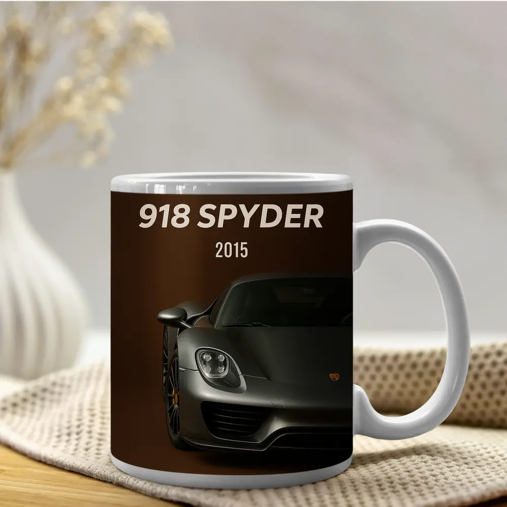Porsche 918 Spyder Dark Brown Background – Mugs